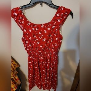 Red floral sun dress